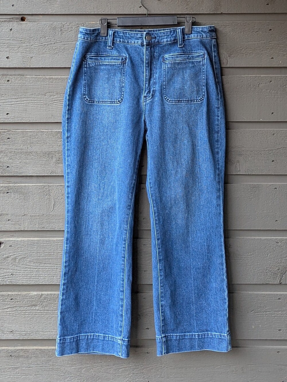 Sundance Sailor Pockets Wide Leg Jeans Women's Size 32 Crop Ankle 26.5" Inseam